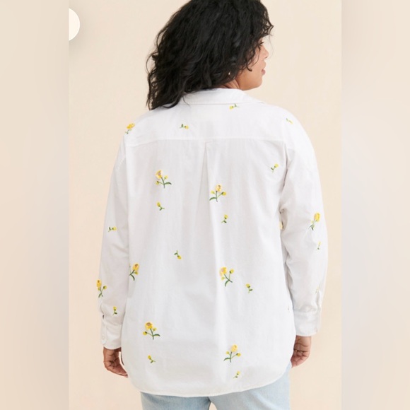 Maeve White and Yellow Floral embroidered Shirt 3X - Picture 2 of 11